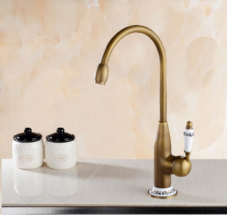 Kitchen Faucets Antique Bronze Faucet for Kitchen Mixer Tap With Ceramic Crane Cold And Hot Kitchen Sink Tap Water Mixers