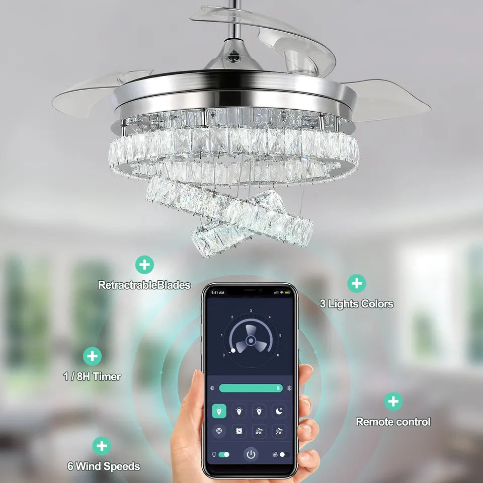 Alhena Reversible Intelligent Ceiling Fan with LED Light - Modern Elegance & Smart Control