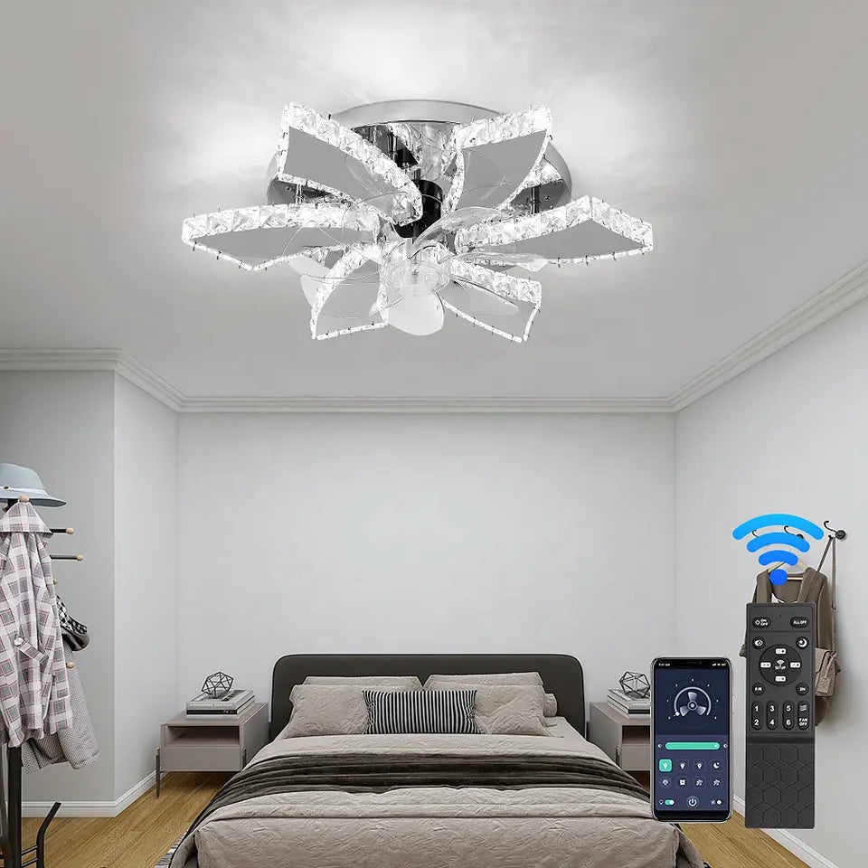 Isabella 7-Blade Smart LED Crystal Ceiling Fan