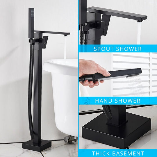 Floor Mounted Bathtub Faucet Set Gold Bath Tub Faucet Hot and Cold Water Shower Bathtub Mixer Tap Waterfall Floor Stand