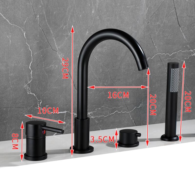 4Pcs Bathroom Bathtub Faucet Basin Faucet Deck Mounted Handheld Tub Mixer Tap Cold Hot Mixer Water Tap With Hand Shower