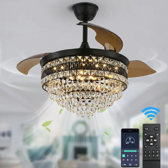 Veronica Fan – Crystal Black Chandelier LED Smart Ceiling Fan