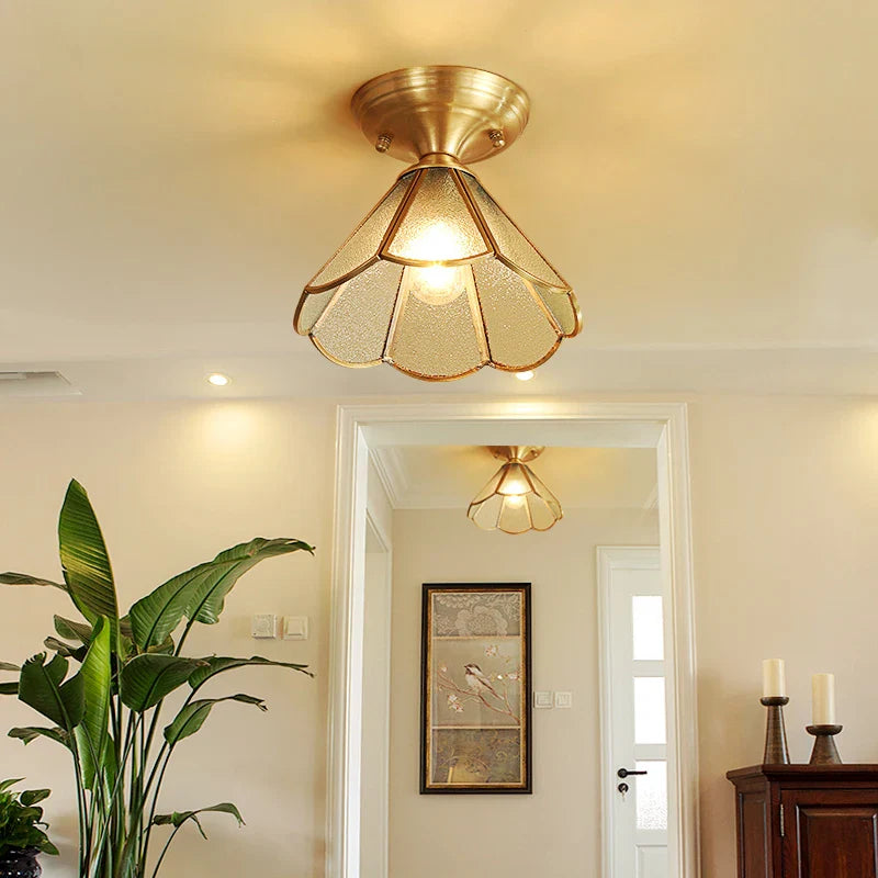 Retro Nordic Flower Ceiling Lamp with Luxury Gold Copper Finish