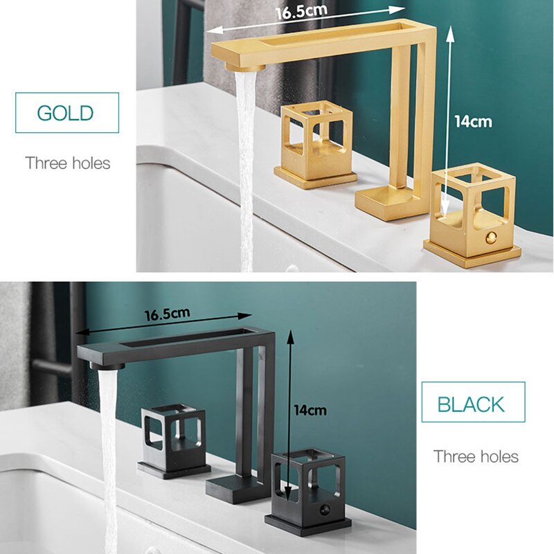 Art Design Bathroom Faucet Cold and Hot Deck Mounted Tap All Brass Dual Handles Basin Tap High-quality  Bathtub Faucet