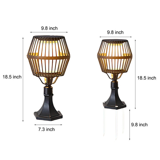 Modern Matte Black Solar Caged Lantern