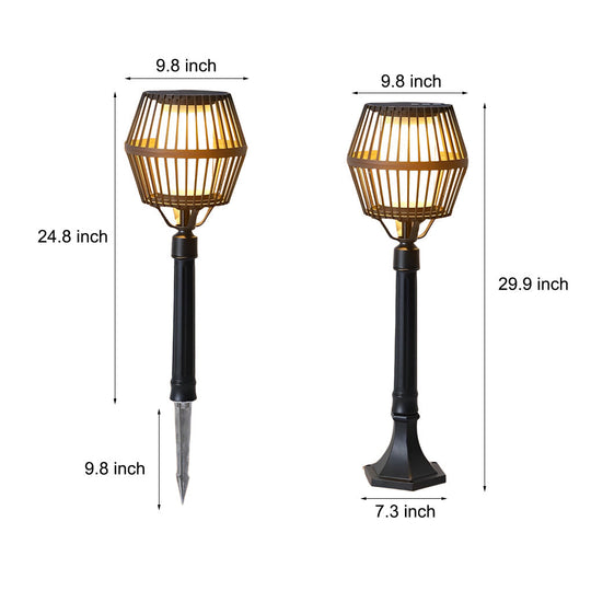 Modern Matte Black Solar Caged Lantern