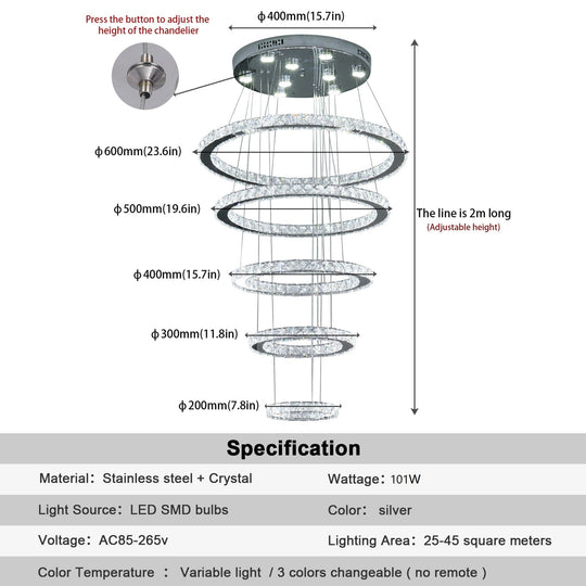 Emberly K9 Crystal Ring Pendant Light: Enhance Your Home with Timeless Brilliance