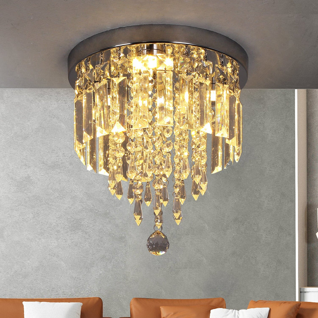 Emory Crystal Ceiling Chandelier – Elegance in a Compact Design