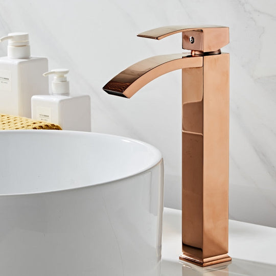 Basin faucet brass bathroom faucet single handle torneiras para pia de banheiro Rose Gold sink Wash faucet waterfall faucet