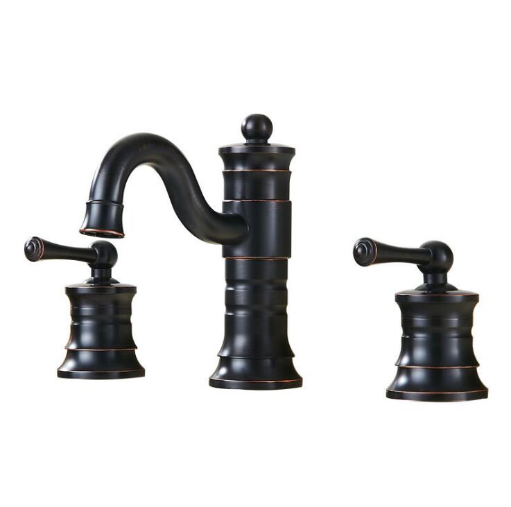 3 pcs Antique Brass Deck Mounted Bathroom Mixer Tap Bath Basin Sink Vanity Faucet Water Tap Bath Faucets