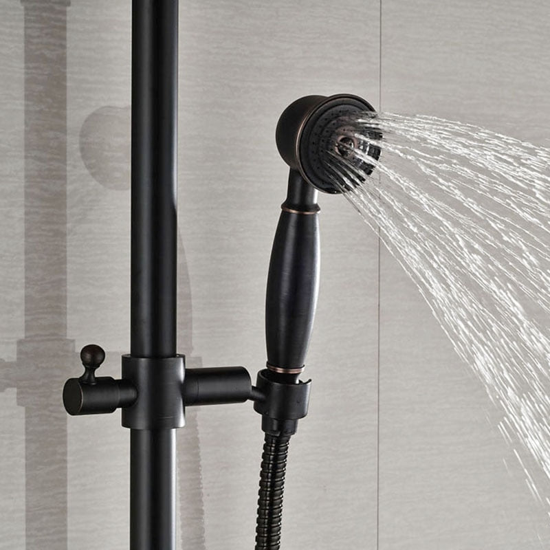 8 "Rain Shower Faucet Bathroom Shower Faucet Set Wall Mounted Mixer With Hand Sprayer 3-Model Switch Hot & Cold Water