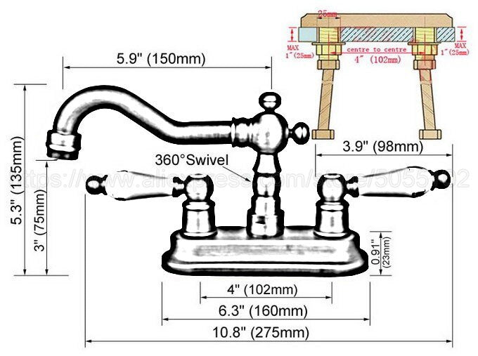 Antique Brass Double Handle Bathroom Wash Basin Mixer Taps / 2 Hole Deck Mounted Swivel Spout Vessel Sink Faucets