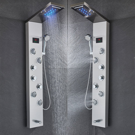 Newly Luxury Black/Brushed Bathroom Shower Faucet LED Shower Panel Column Bathtub Mixer Tap With Hand Shower Temperature Screen