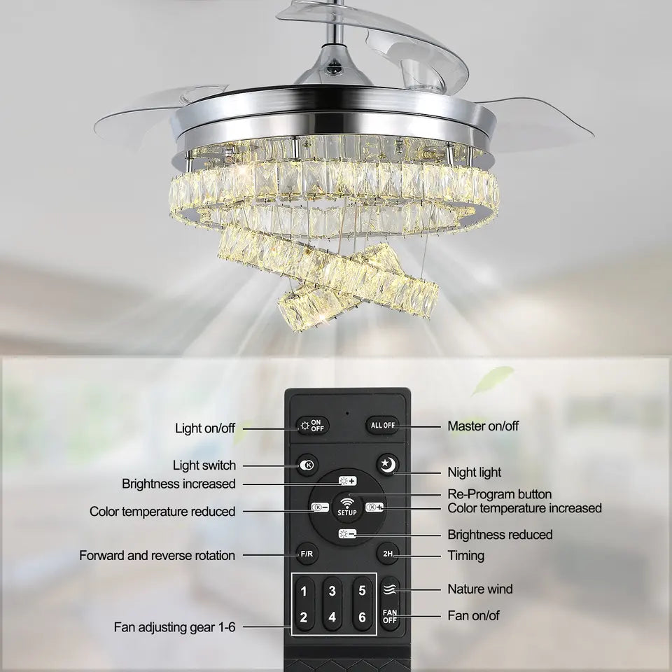 Alhena Reversible Intelligent Ceiling Fan with LED Light - Modern Elegance & Smart Control