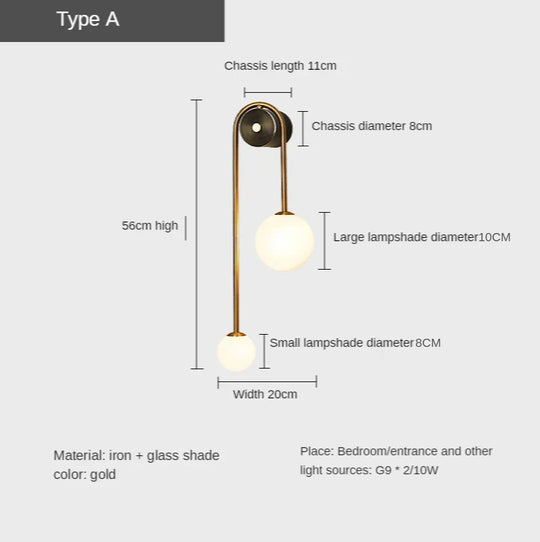 Clara Creative Glass Ball LED Wall Lamp - Modern Elegance