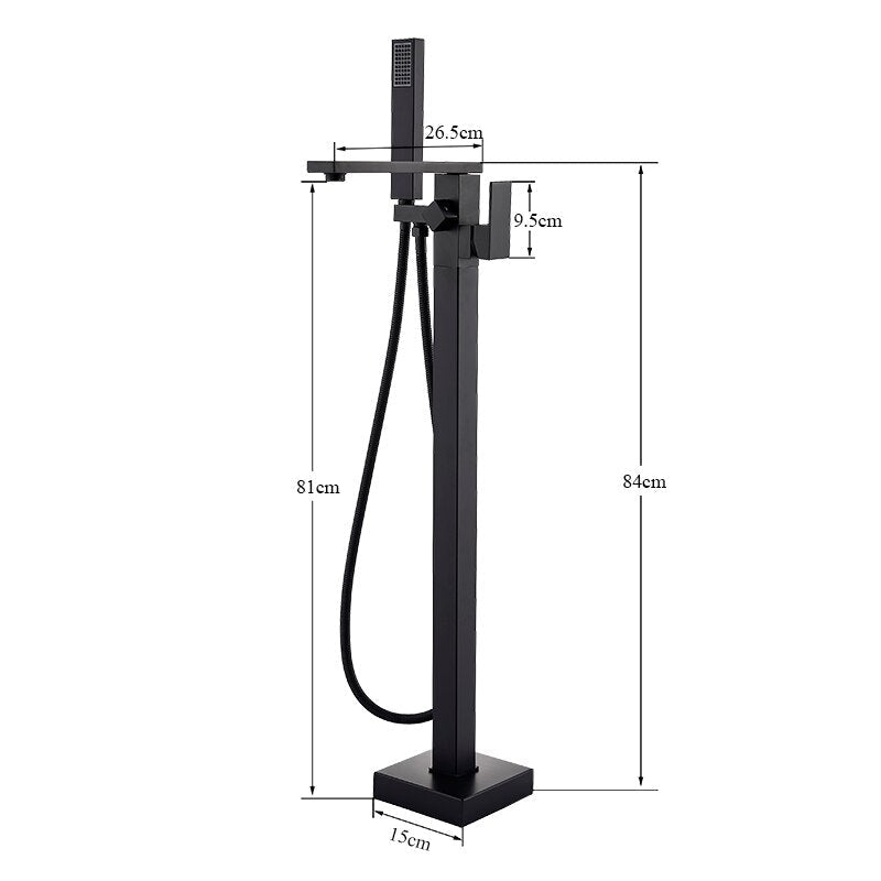 Bathroom Bathtub Faucet Black Flooring Standing Single Handle Cold and Hot Water Mixer Tap Crane Bath Shower Faucets