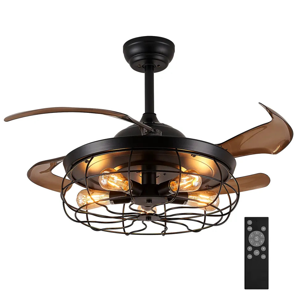 Harper Retro Style Farmhouse Black Ceiling Fan With Light: Timeless Charm for Your Space