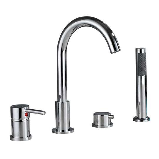 4Pcs Bathroom Bathtub Faucet Basin Faucet Deck Mounted Handheld Tub Mixer Tap Cold Hot Mixer Water Tap With Hand Shower