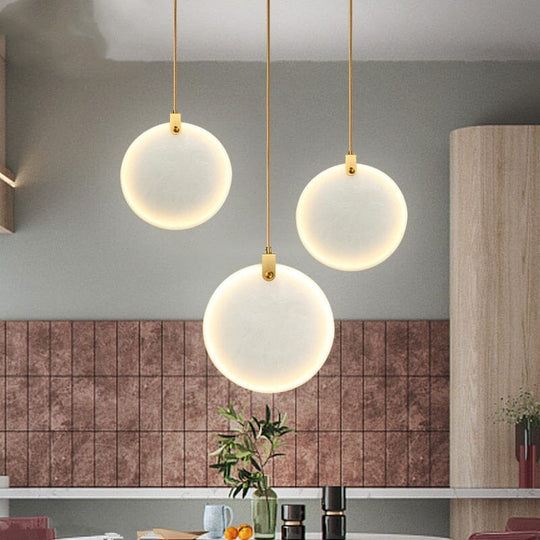 Edith Round Marble Stone Pendant Light