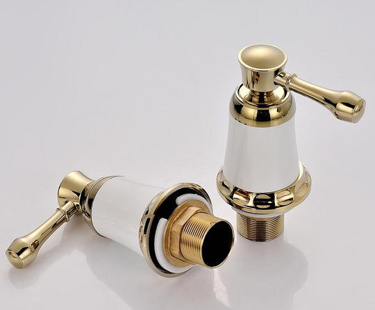 Bathroom gold lavatory Widespread Faucet hot and cold Three Holes sink mixer 8 Inch Sink Faucet Gold Chrome