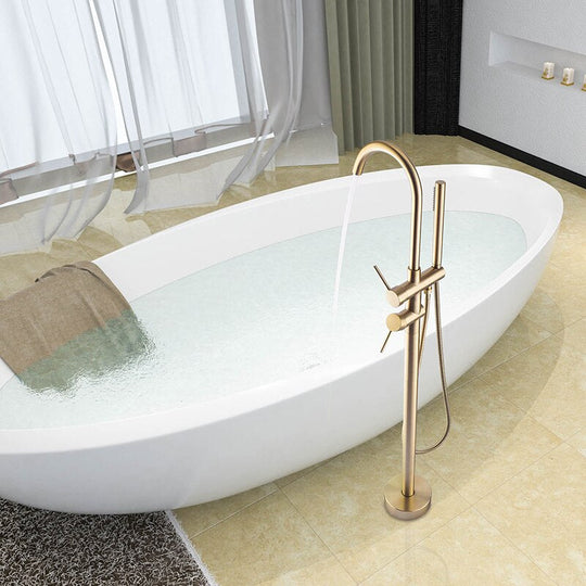 Floor Mounted Chrome Bath Tub Faucet Clawfoot Free Standing Bath Mixer Tap with Handshower Single Lever Bathtub Faucet