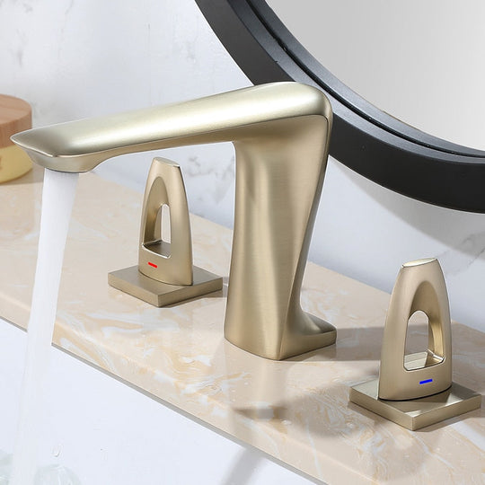 Basin Faucet Widespread Bathroom 8' Sink Faucet Widespread 3 Hole Bathroom basin Mixer Copper Unique design