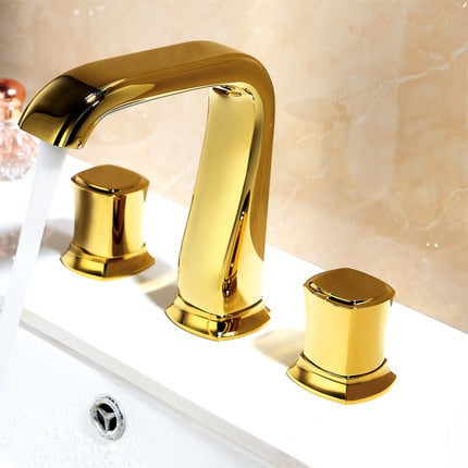 Rose Gold Bathroom Basin Faucets Brass Widespread Sink Mixer Tap Hot & Cold Lavatory Crane 3 Hole White Gold/Black/Chrome