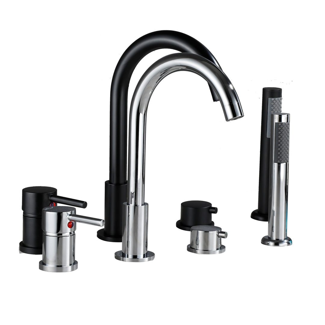 4Pcs Bathroom Bathtub Faucet Basin Faucet Deck Mounted Handheld Tub Mixer Tap Cold Hot Mixer Water Tap With Hand Shower