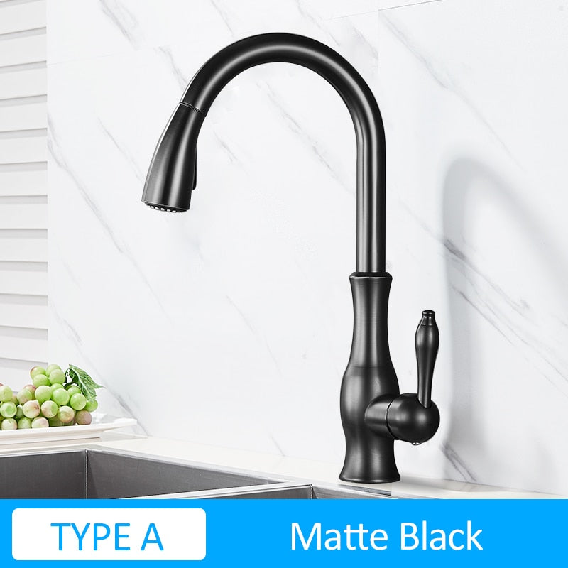 Black Kitchen Faucets Pull Out Kitchen Sink Mixer Tap Single Lever Water Mixer Tap Crane For Kitchen 360 Rotation Mixer