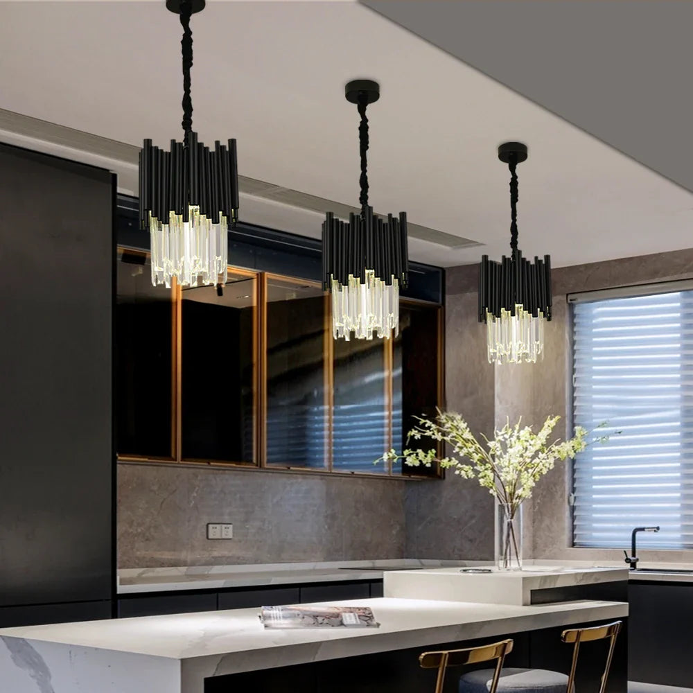 Crystal Black Pendant: Modern Elegance