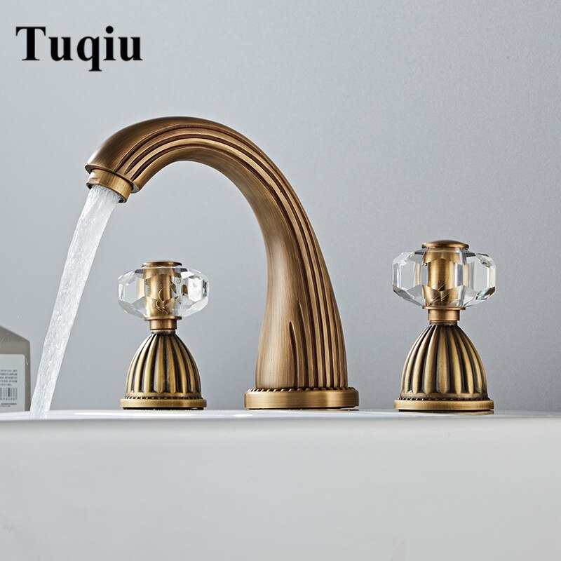 Basin Faucet Antique Bronze Bathroom Sink Faucet 3 Hole Widespread Gold/Black/Chrome Basin Mixer Hot And Cold Water Tap New