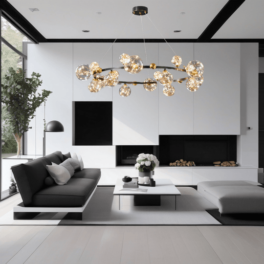 Paula Chandelier – Elegant Gold-Tone Metal and Glass