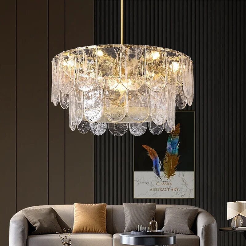 Ginevra Strand Gold LED Marble Crystal Glass Chandelier