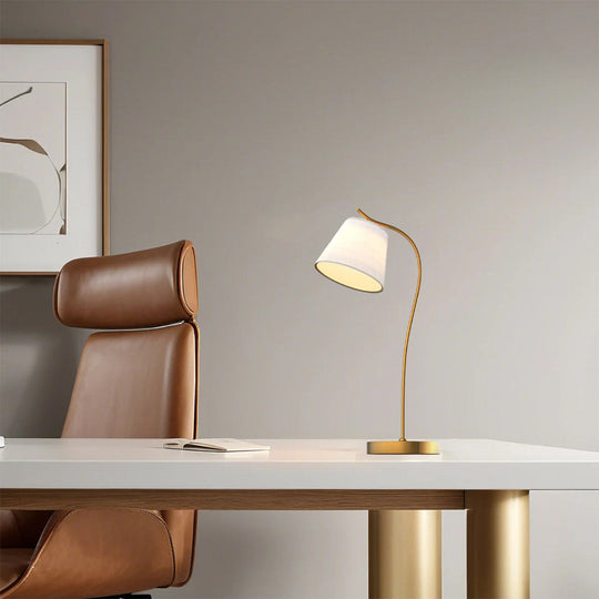 Metal Gooseneck Desk Lamp with Cone Fabric Shade