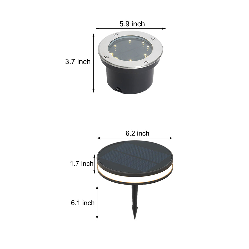 LED Waterproof Ground Dish Lights with Solar Top & Side Emitting Design