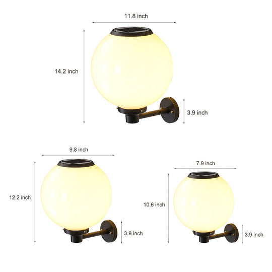 Round Three Step Dimming LED Solar Wall Lights – Waterproof Outdoor Lamp