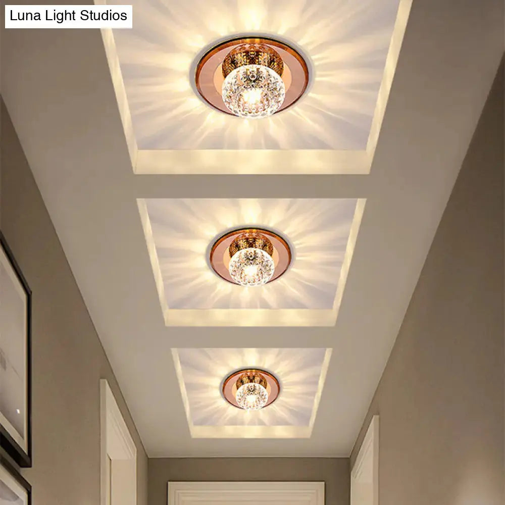 Modern Round Crystal LED Flush Mount Ceiling Light for Foyer