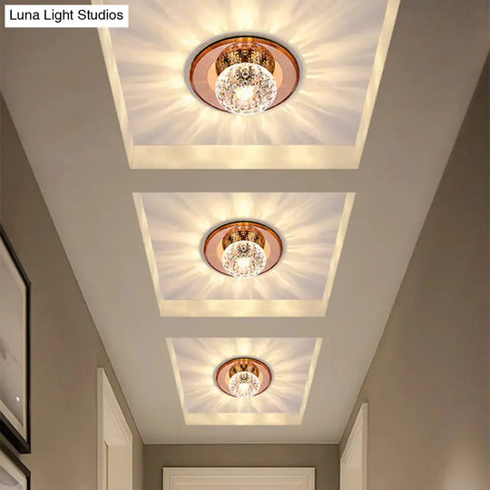 Modern Round Crystal LED Flush Mount Ceiling Light for Foyer