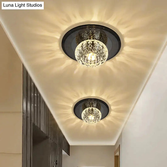 Modern Round Crystal LED Flush Mount Ceiling Light for Foyer