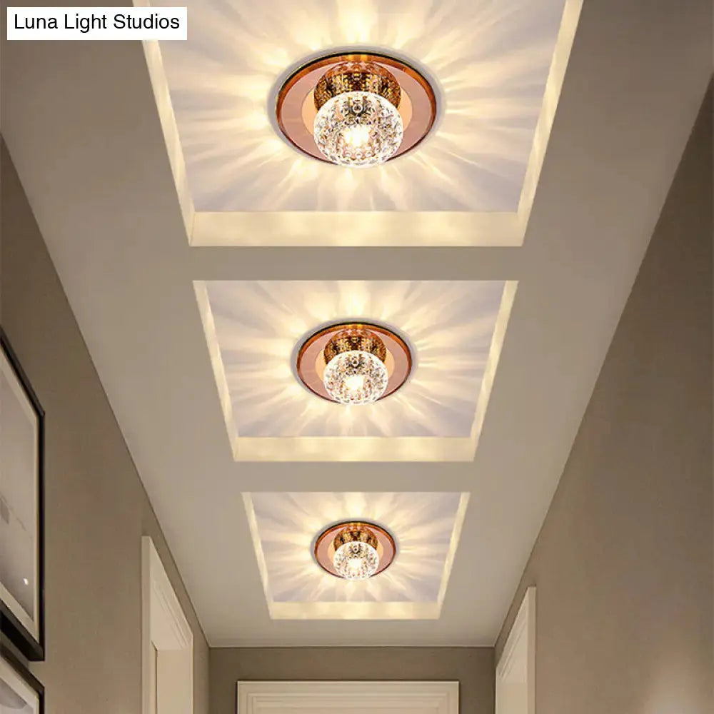 Modern Round Crystal LED Flush Mount Ceiling Light for Foyer