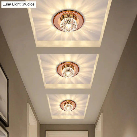 Modern Round Crystal LED Flush Mount Ceiling Light for Foyer
