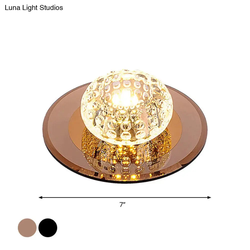 Modern Round Crystal LED Flush Mount Ceiling Light for Foyer