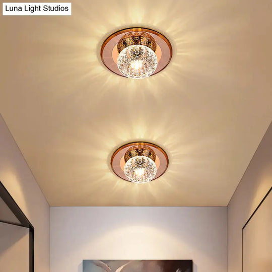 Modern Round Crystal LED Flush Mount Ceiling Light for Foyer