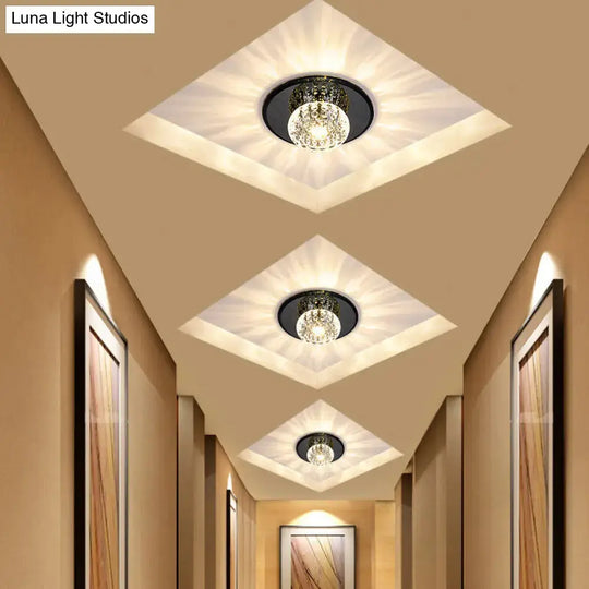 Modern Round Crystal LED Flush Mount Ceiling Light for Foyer