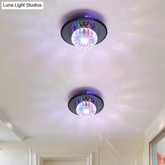 Modern Round Crystal LED Flush Mount Ceiling Light for Foyer