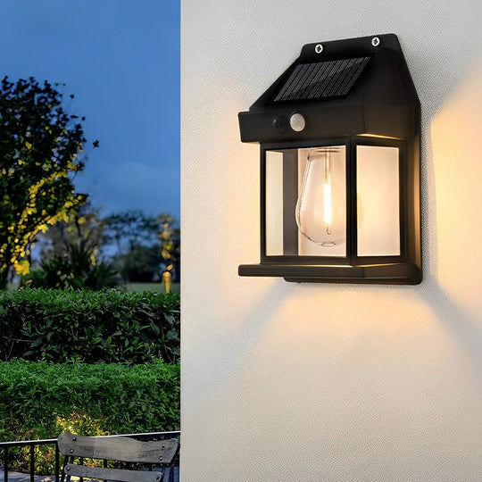 Tungsten Bulb Solar Wall Lanterns Dusk to Dawn Motion Sensor Lighting