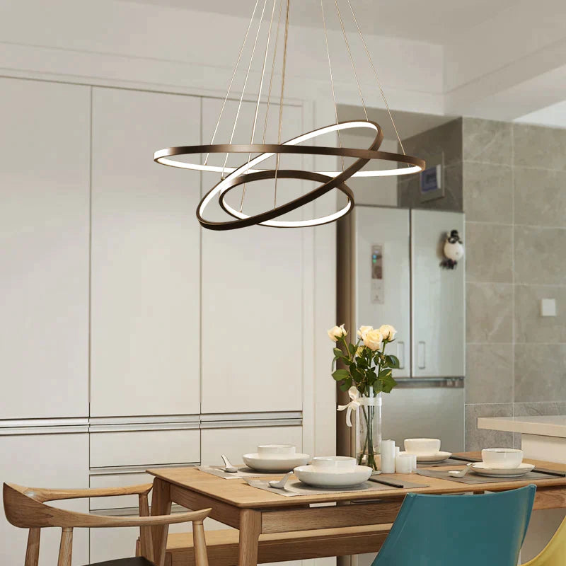 Modern Pendant Lights 4/3/2/1 Circle Rings Acrylic Aluminum LED Pendant Lamp for Living Room Dining Room
