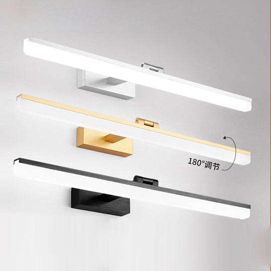 Linear LED Bathroom Vanity Sconce with Acrylic Diffuser - Simple Metal Design