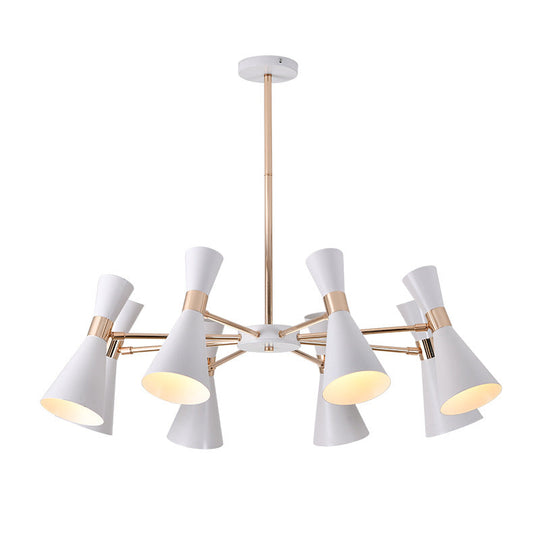 Modern 6-Light White and Gold Drum Metallic Ceiling Chandelier Pendant Light Kit