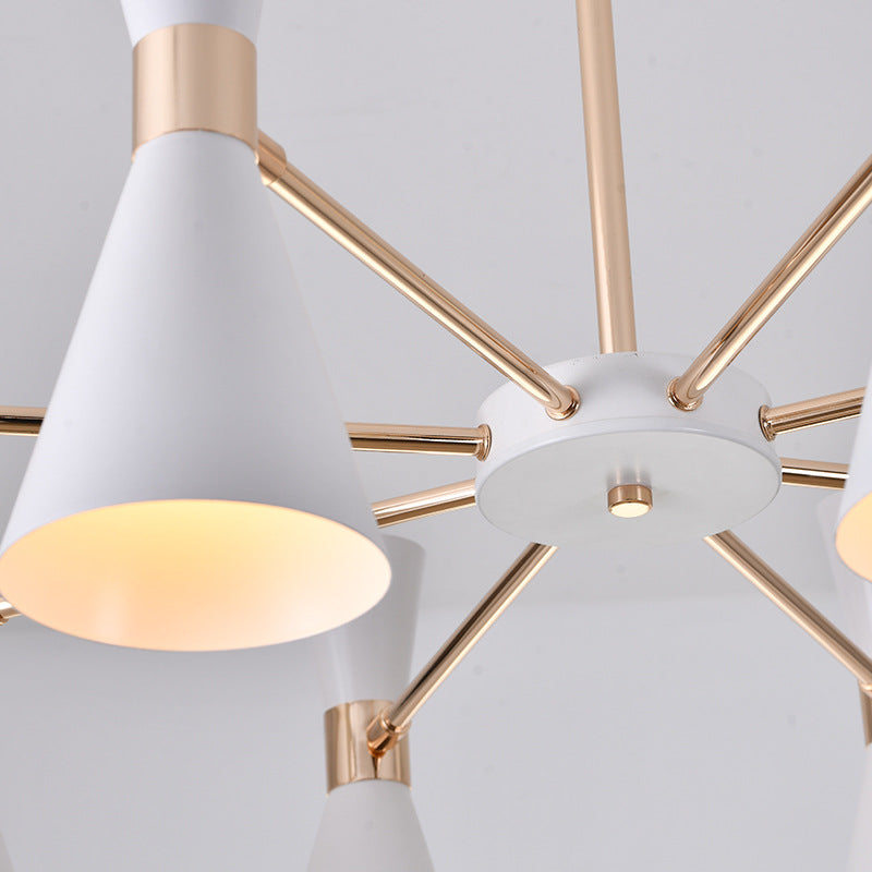 Modern 6-Light White and Gold Drum Metallic Ceiling Chandelier Pendant Light Kit